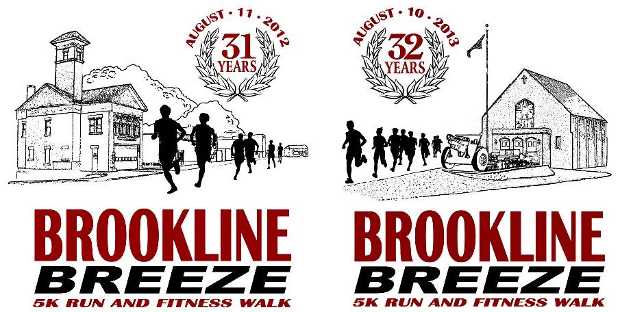 The Brookline Breeze Commemorative
logos for 2012 and 2013.
Artwork by Doug Brendel.