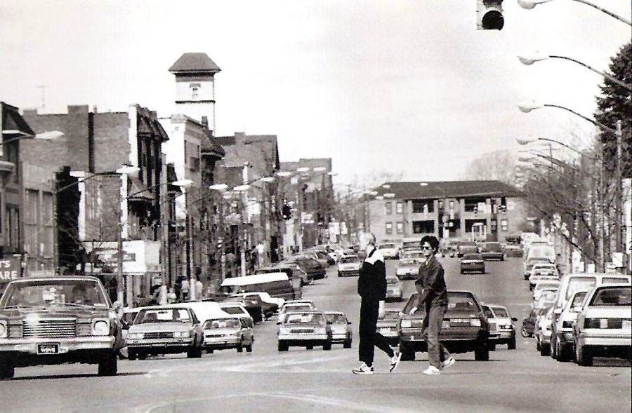A view along Brookline Boulevard, looking
from near Glenarm Avenue in 1985.
