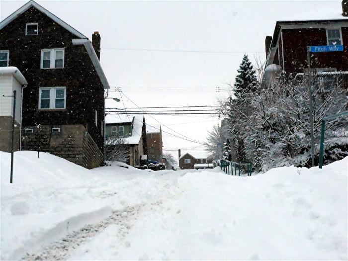Snow-covered Birchland Street - 2012.
