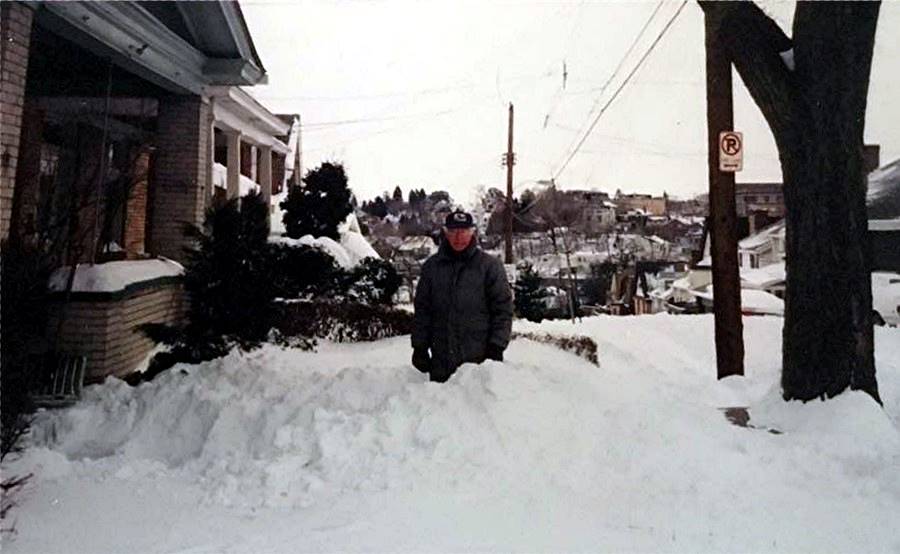 Bill Matthews outside his Rossmore Avenue home in March 1993