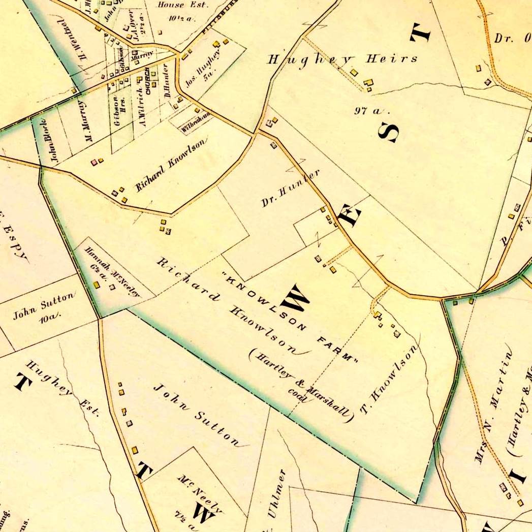 1886 map showing boundaries of Knowlson Farm.