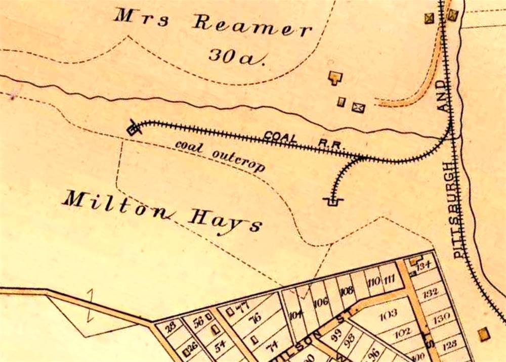 Oak Mine entrance on the Milton Hayes property - 1905 map.