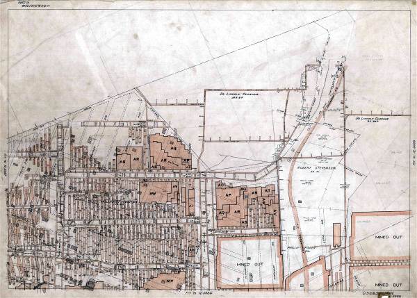 Map of the Oak Mine under Brookline - 1940s