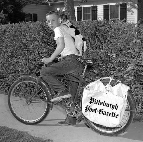 Delivering the Pittsburgh Post Gazette.