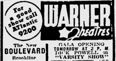 Boulevard Theatre advertisement - November 9, 1937