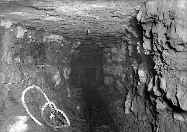 The inside of a mine shaft.