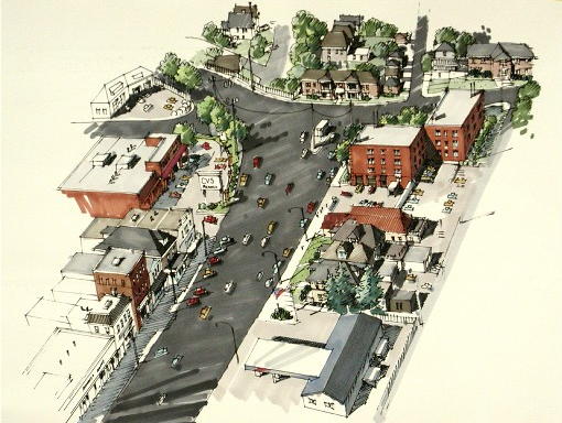 Intersection of Brookline Boulevard and
Pioneer Avenue before reconstruction