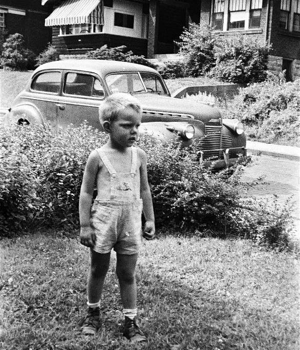 Larry Voith outside 936 Fordham Avenue - 1945.