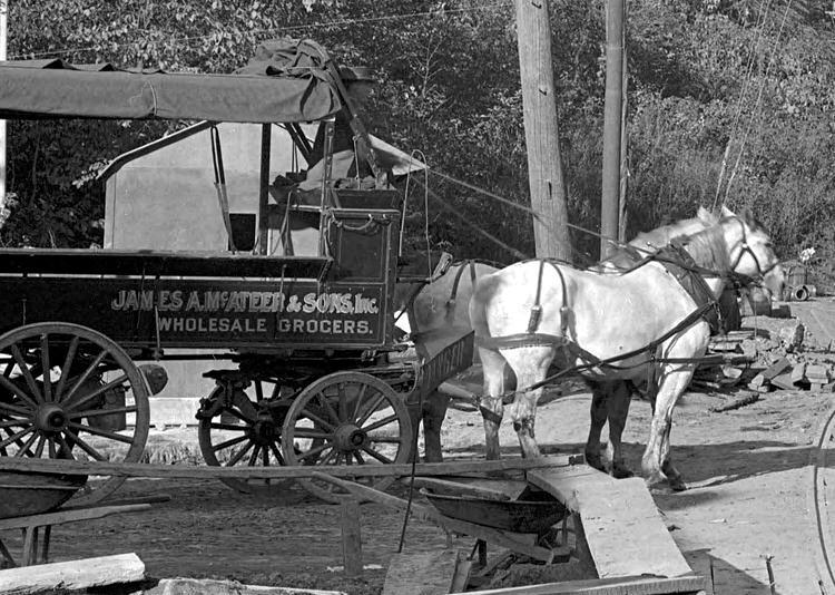A wagon of James A McAteer Wholesale Grocers at Cape May.