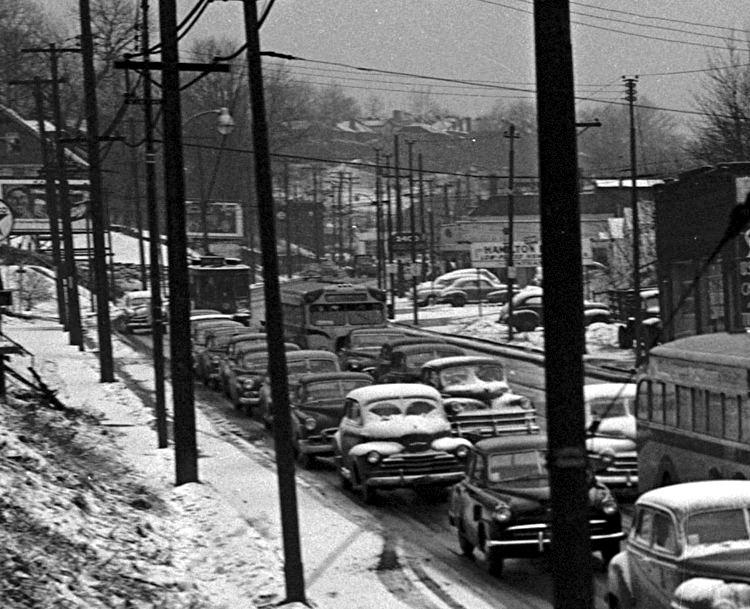 Traffic along West Liberty Avenue
near Pauline Avenue in 1950.