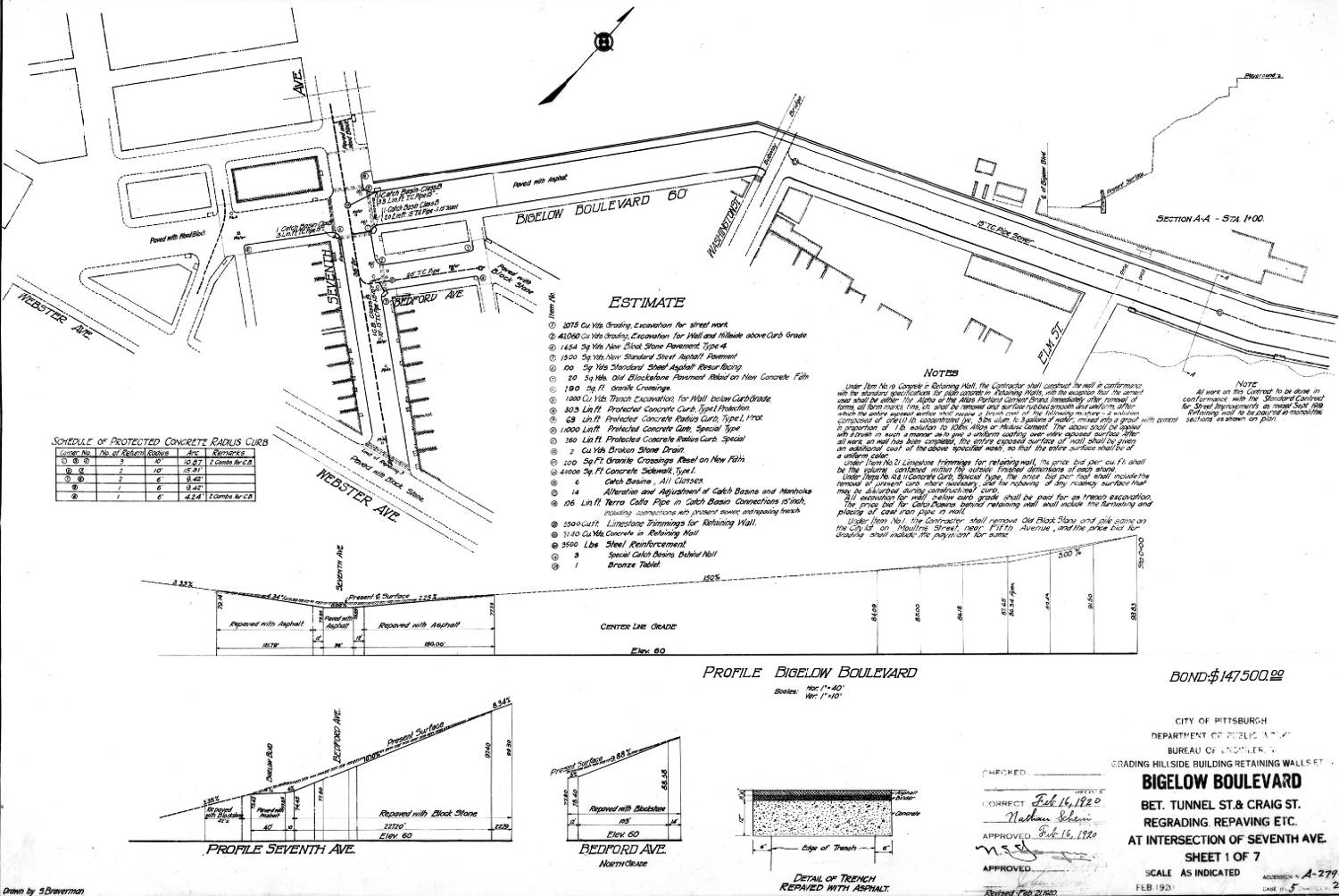 1919 renovation plans for
Seventh Avenue entranceway.
