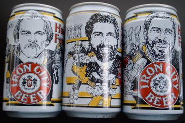 Iron City Beer cans featuring Steeler heroes