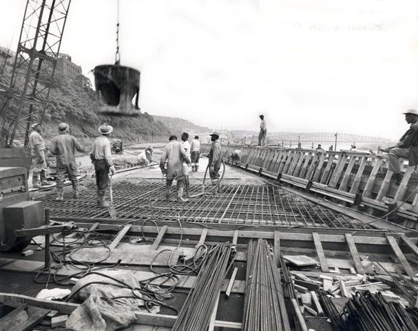 Construction work progresses on
 the Penn-Lincoln Parkway - 1955