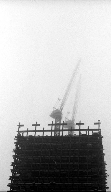 The steel-frame of the PPG Building rises in 1983.