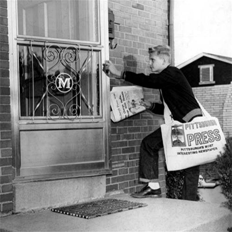 Delivering the Pittsburgh Press in 1957.