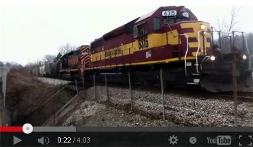 Click to see video of W&LERR train
thundering past Whited Street in Brookline.