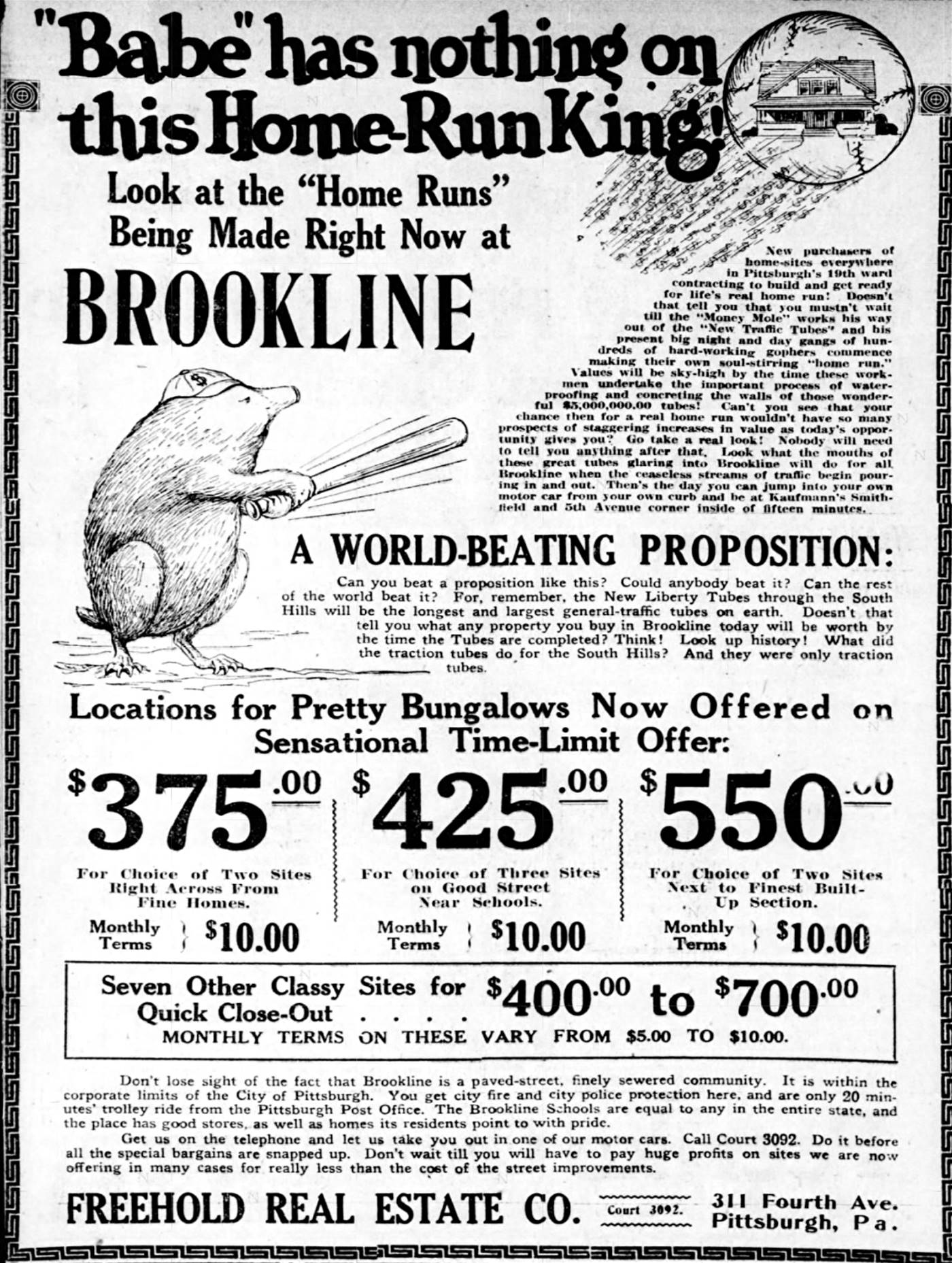 Real Estate Advertisement - May 8, 1921.