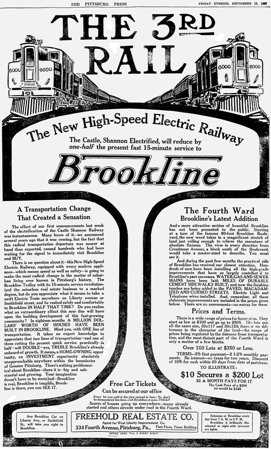 Real Estate Advertisement - September 13, 1907.