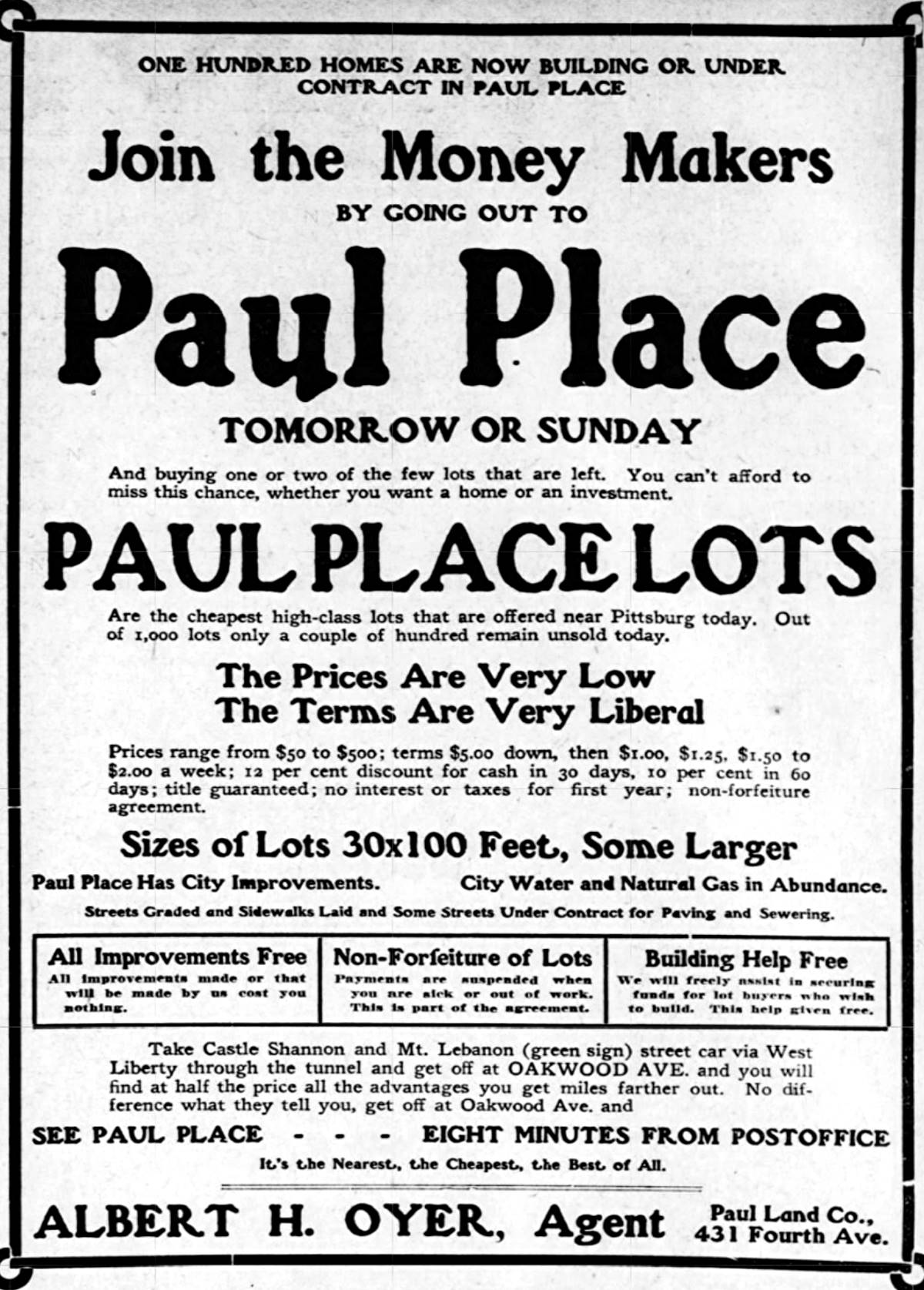 Real Estate Advertisement - May 19, 1905.