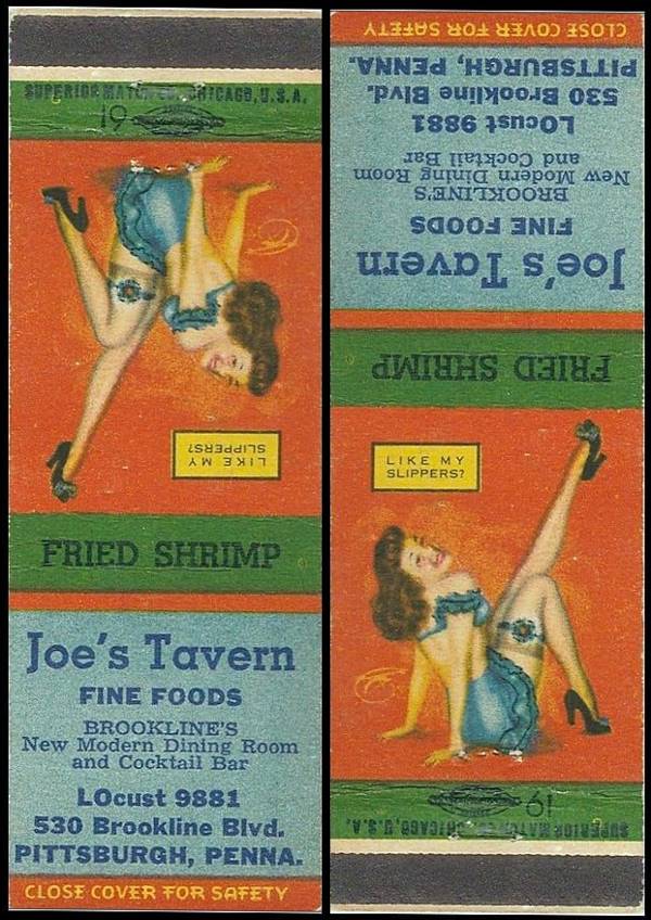 Joe's Tavern Matchbook Cover