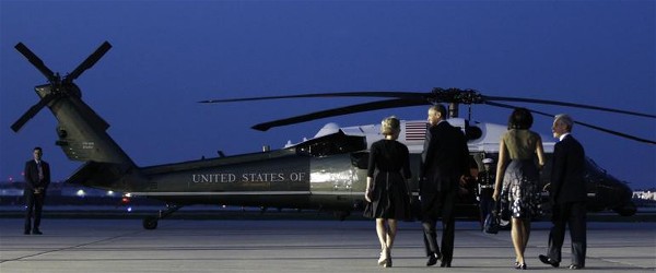 The President and First Lady on their way to Marine One