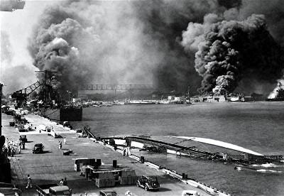 Pearl Harbor under attack Dec 7, 1941.
