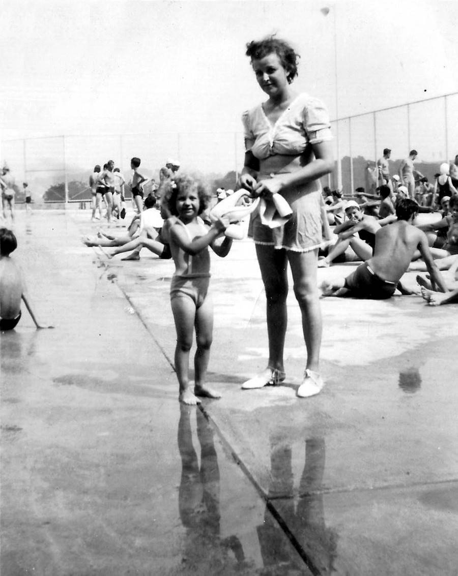 Connie Andres and her mother
at Moore Pool (1940s).