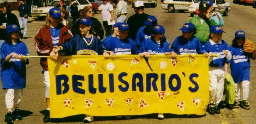 Coach Moe and his Bellisarios pizza slices