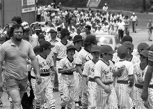 The 1976 Little League parade
celebrated the countrie's bicentennial
and the start of a new baseball season.