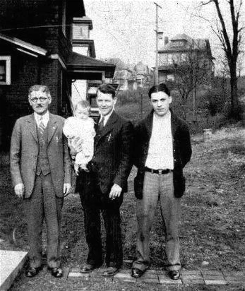 James N. Addis(center) and
 daughter - backyard 1112 Milan Avenue