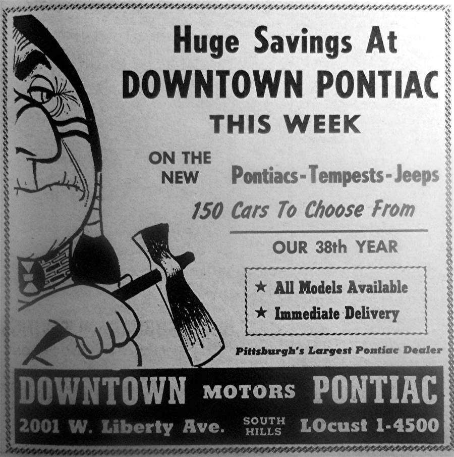 Downtown Pontiac Ad - 1962