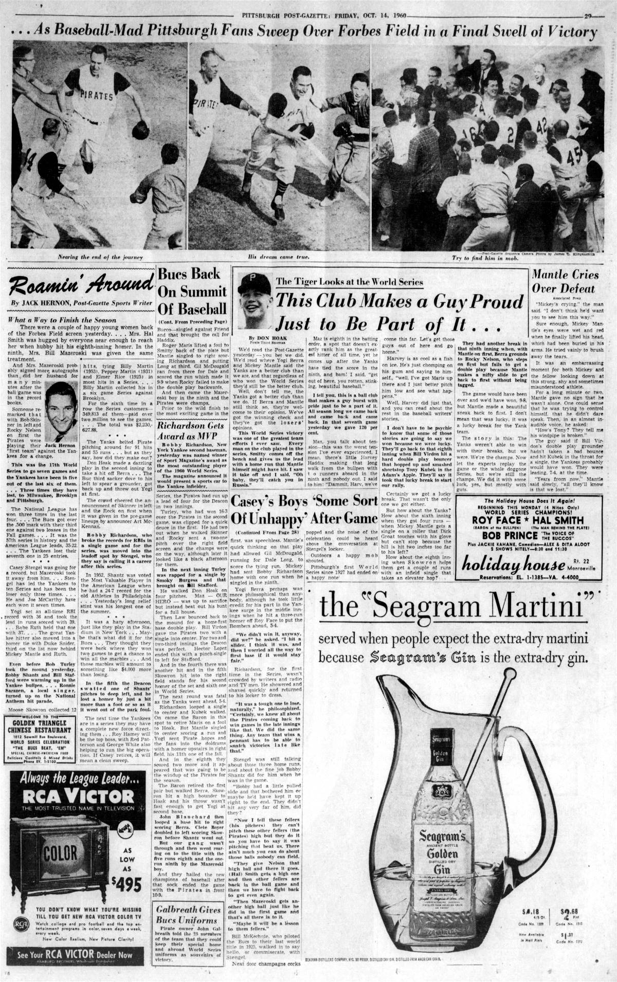 PG sports page - October 14, 1960