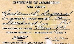 Girl Scout Registration Card - 1945