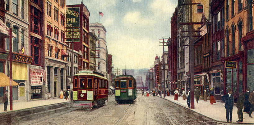 Trolleys on Federal
 Street coming from the park.