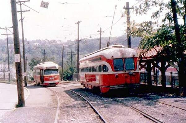 Trolleys at the entrance to West View Park.