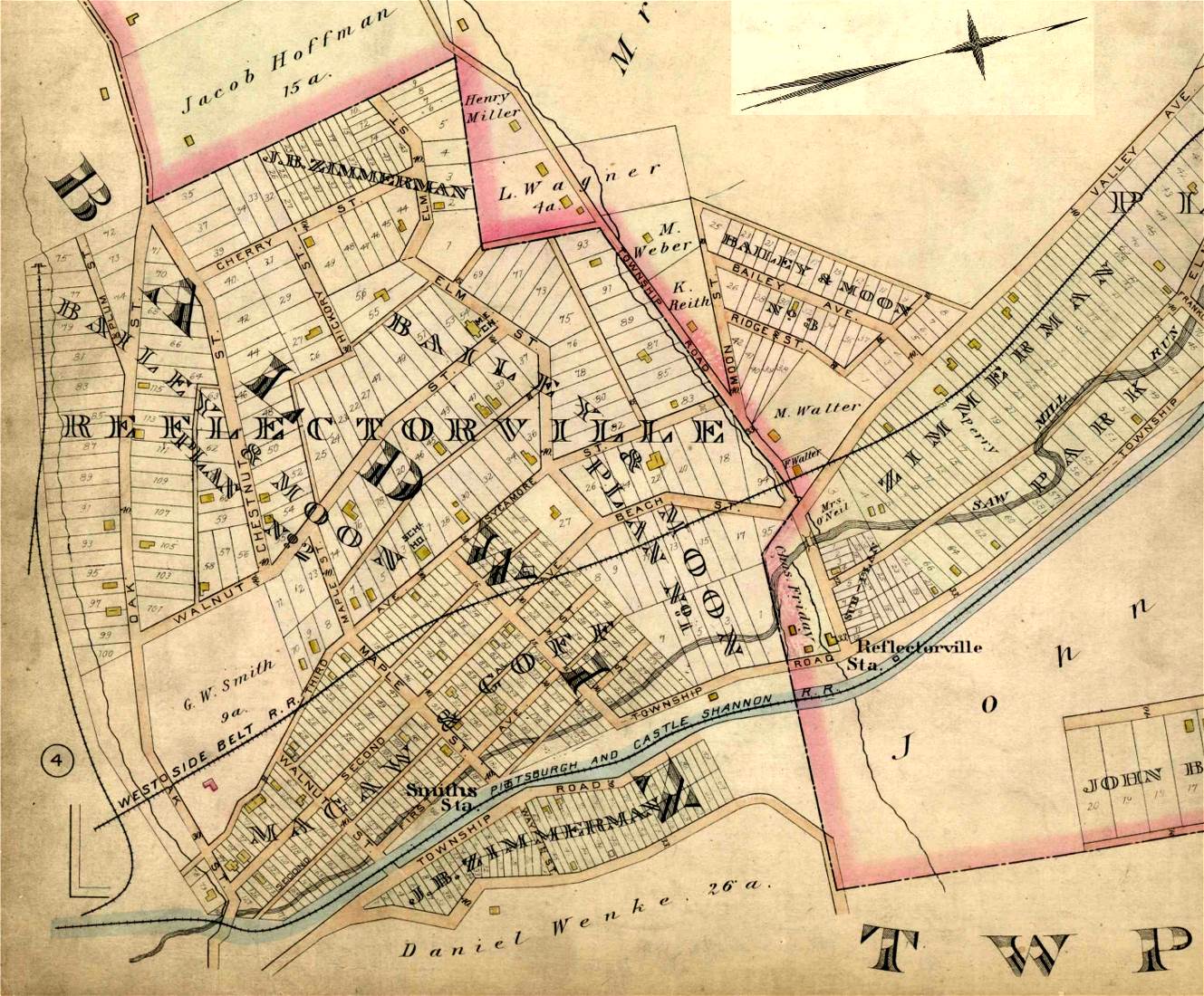 1896 map showing the
small town of Reflectorville.